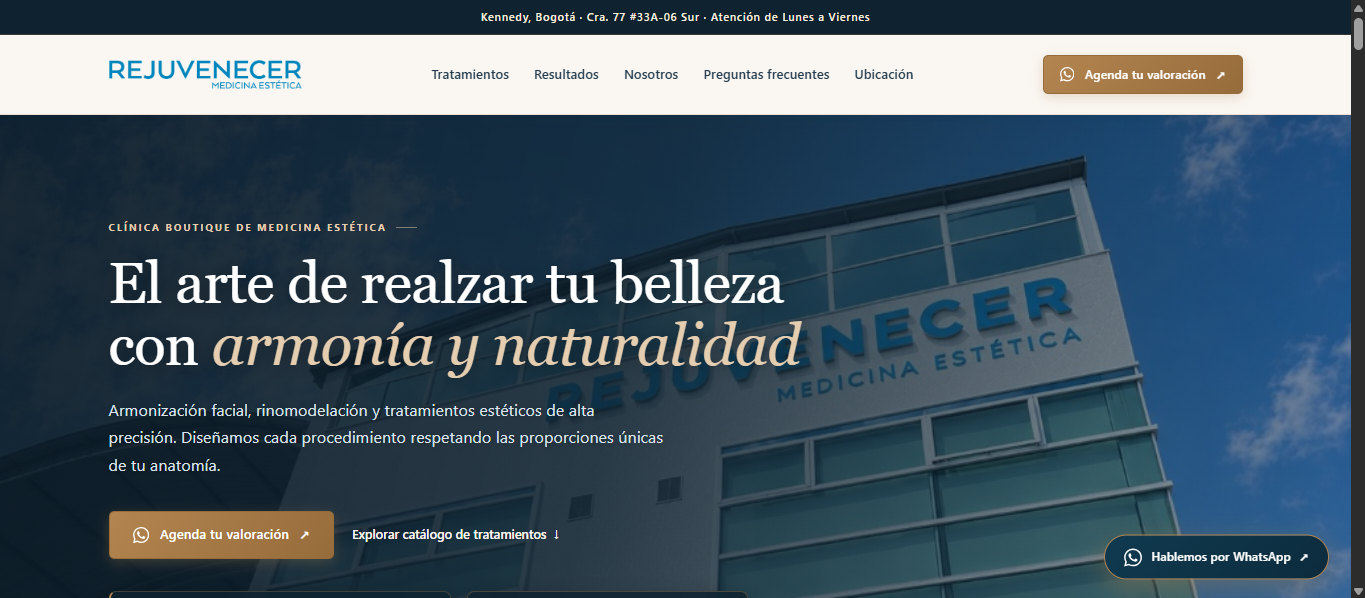 Rejuvenecer · sitio web realizado